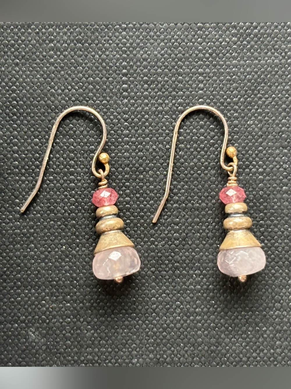 Pink and Rose Gold Bead Drop Earrings